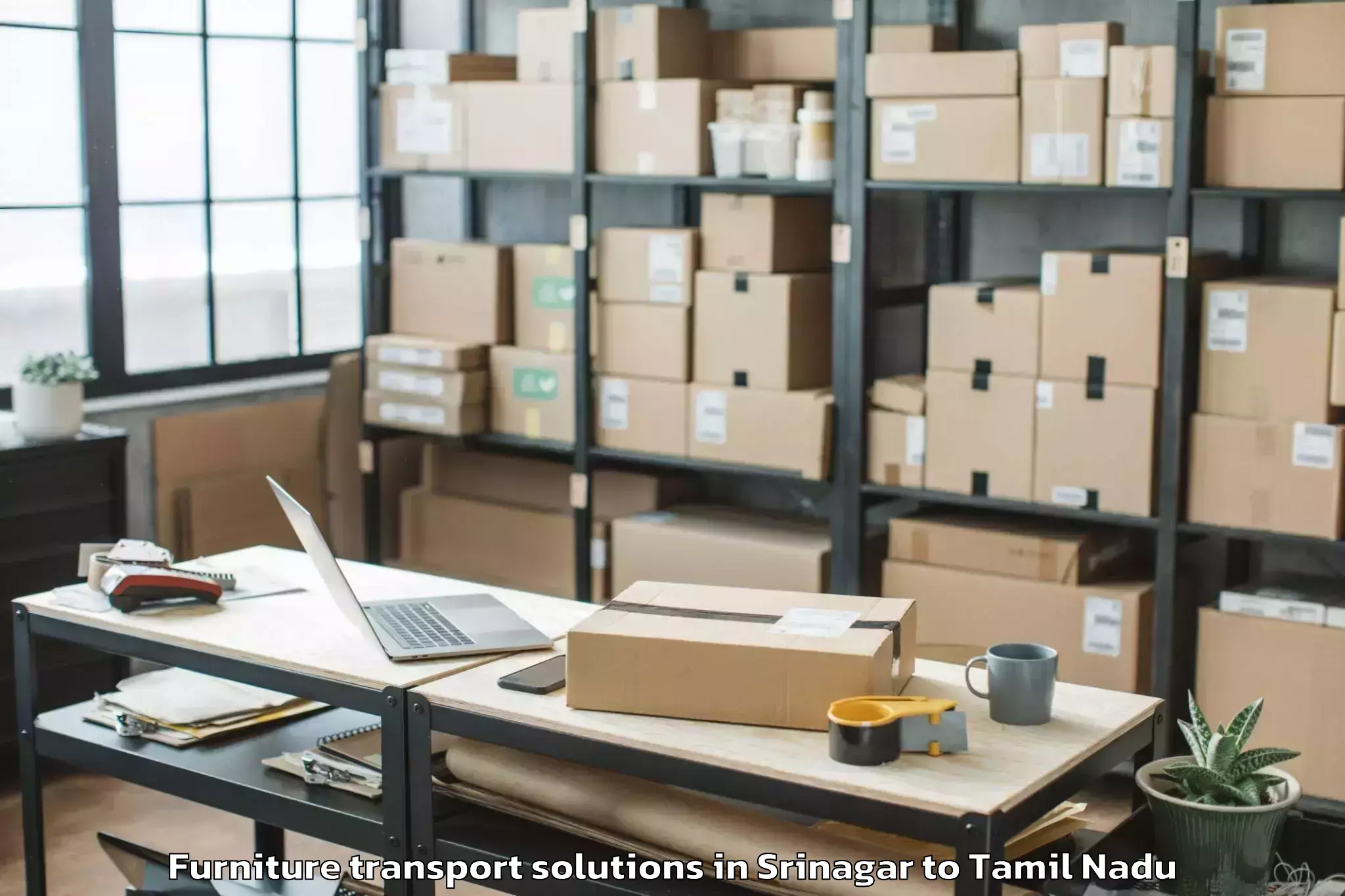 Quality Srinagar to Vellanur Furniture Transport Solutions